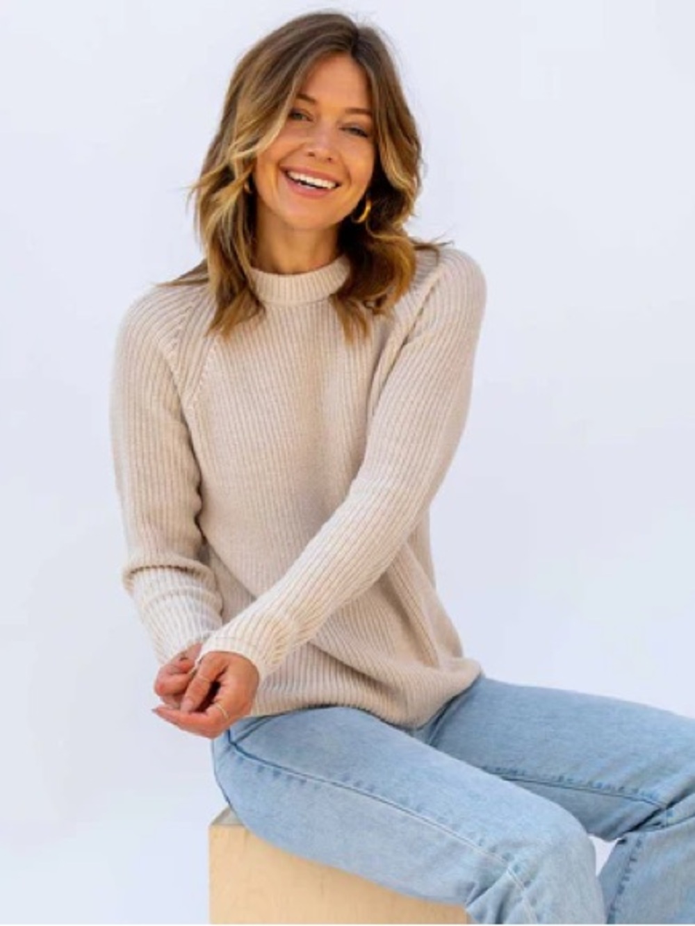 Pura Cashmere Cotton Fisherman Crew Sweater